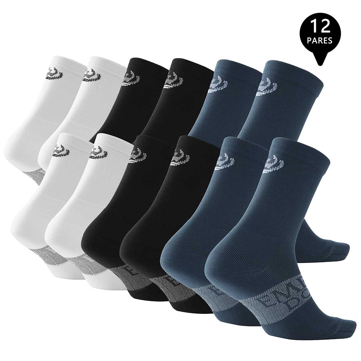 PACK DE 12 CALCETINES LARGOS DEPORTIVOS HOMBRE PREMIUM - 2