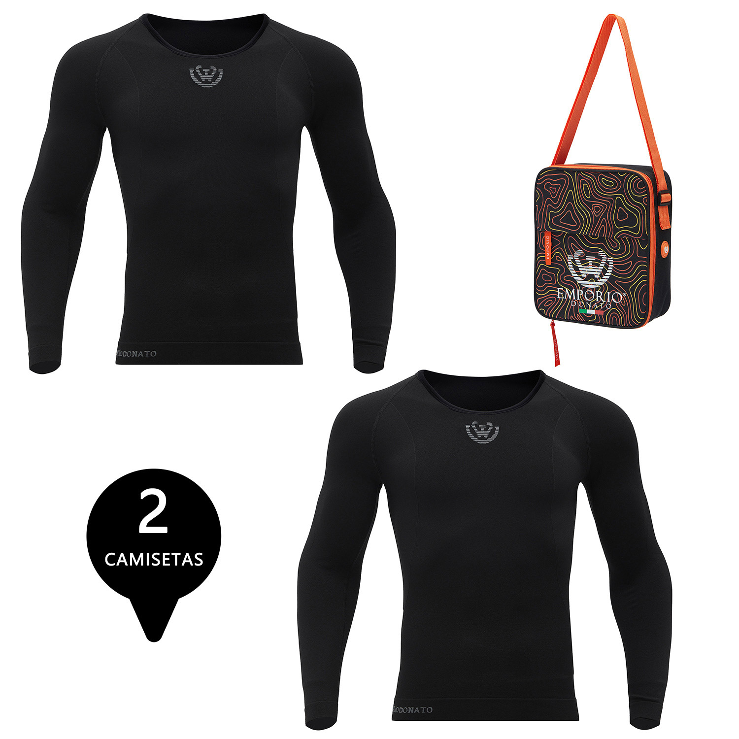 PACK 2 CAMISETAS TERMICA PRIMERA CAPA MICROFIBRA HOMBRE+BOLSO REGALO - 1