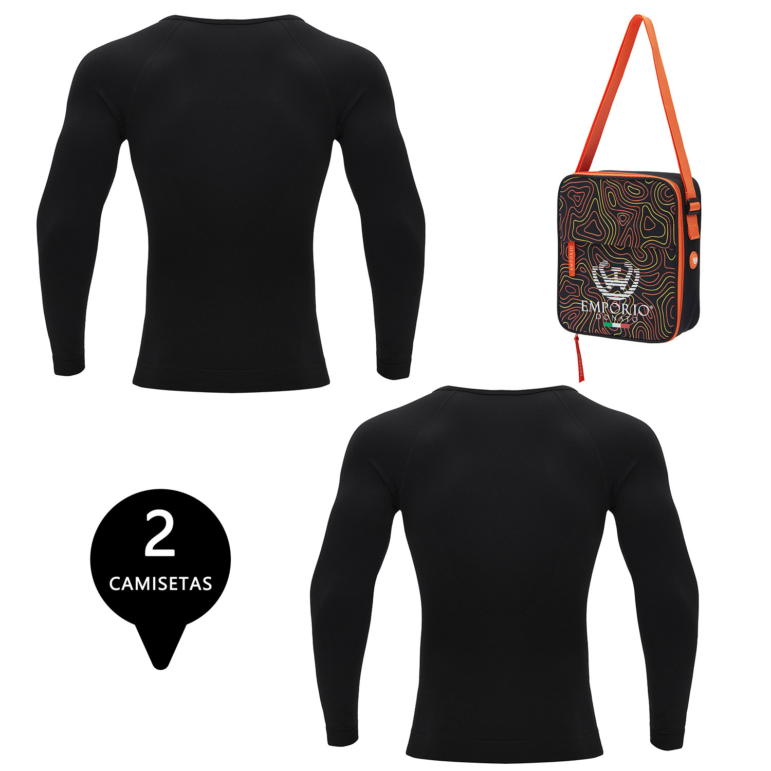 PACK 2 CAMISETAS TERMICA PRIMERA CAPA MICROFIBRA HOMBRE+BOLSO REGALO - 2