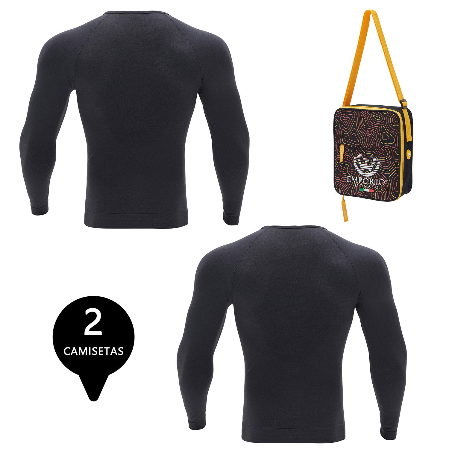 PACK 2 CAMISETAS TERMICA PRIMERA CAPA MICROFIBRA HOMBRE+BOLSO REGALO - 2
