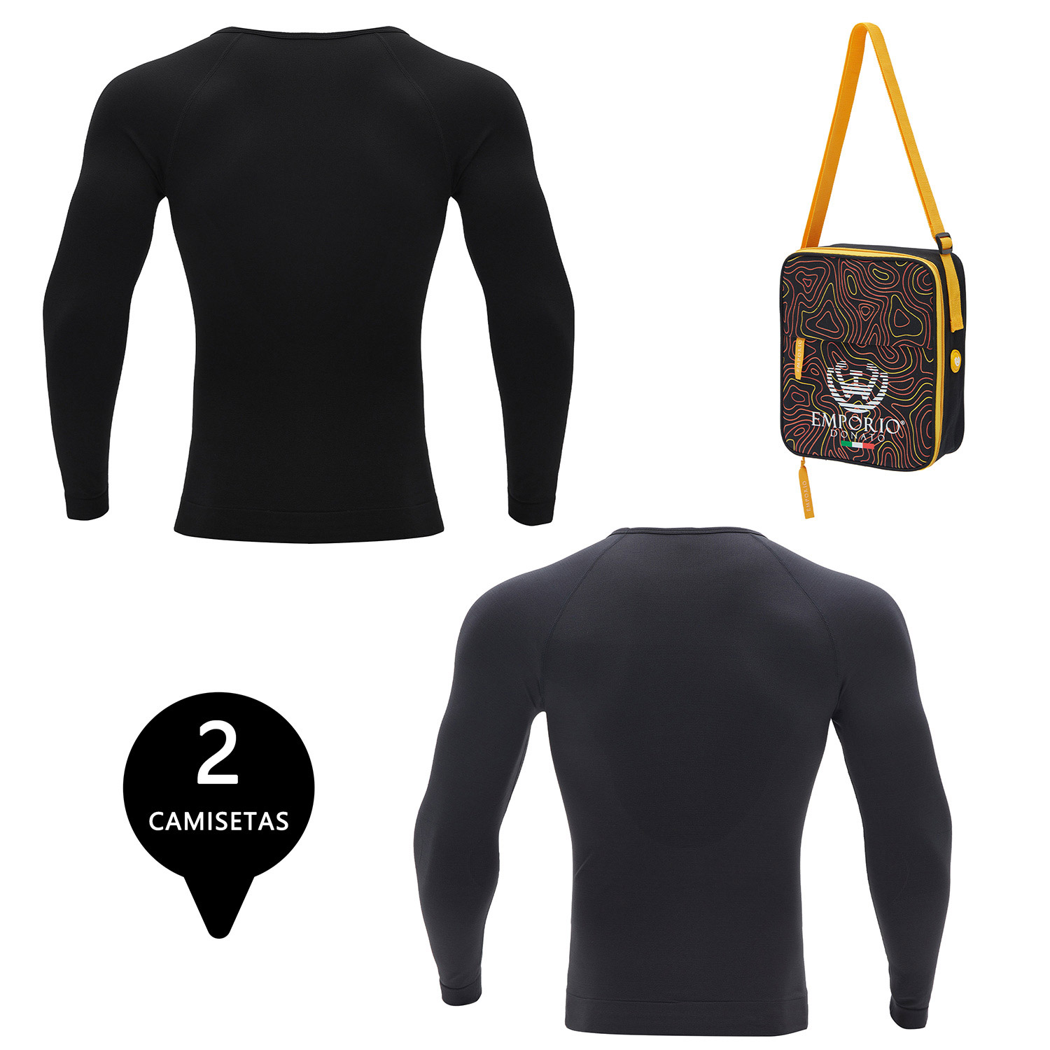 PACK 2 CAMISETAS TERMICA PRIMERA CAPA MICROFIBRA HOMBRE+BOLSO REGALO - 2