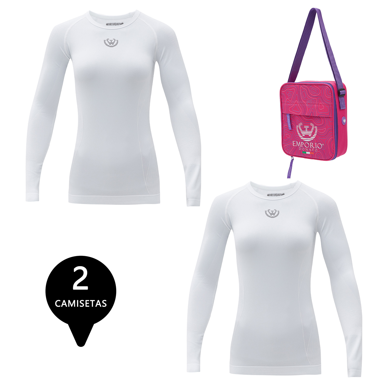 PACK 2 CAMISETAS DEPORTIVA PRIMERA CAPA MICROFIBRA MUJER+BOLSO REGALO - 1