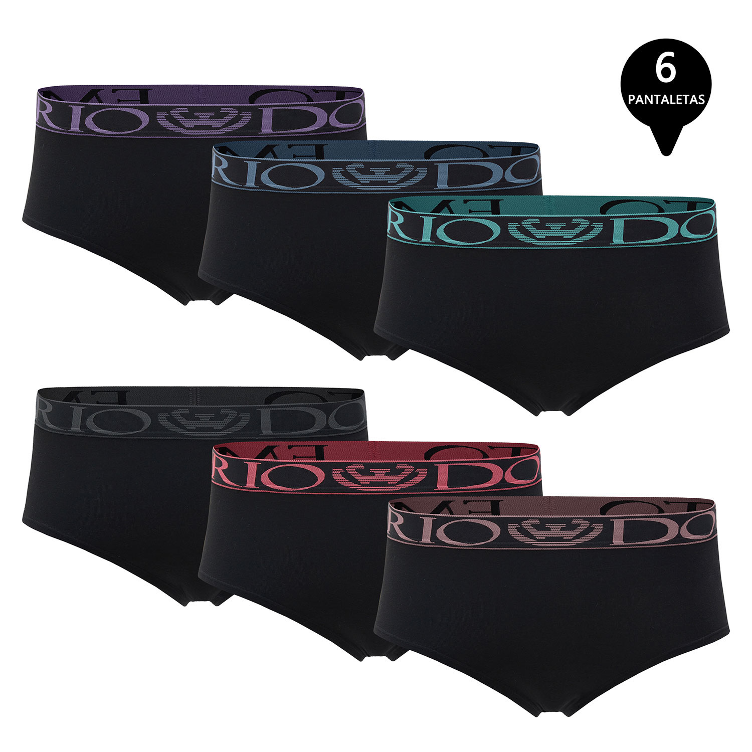 PACK DE 6 CALZONES BIKINI TIRO ALTO ALGODÓN MUJER - 1