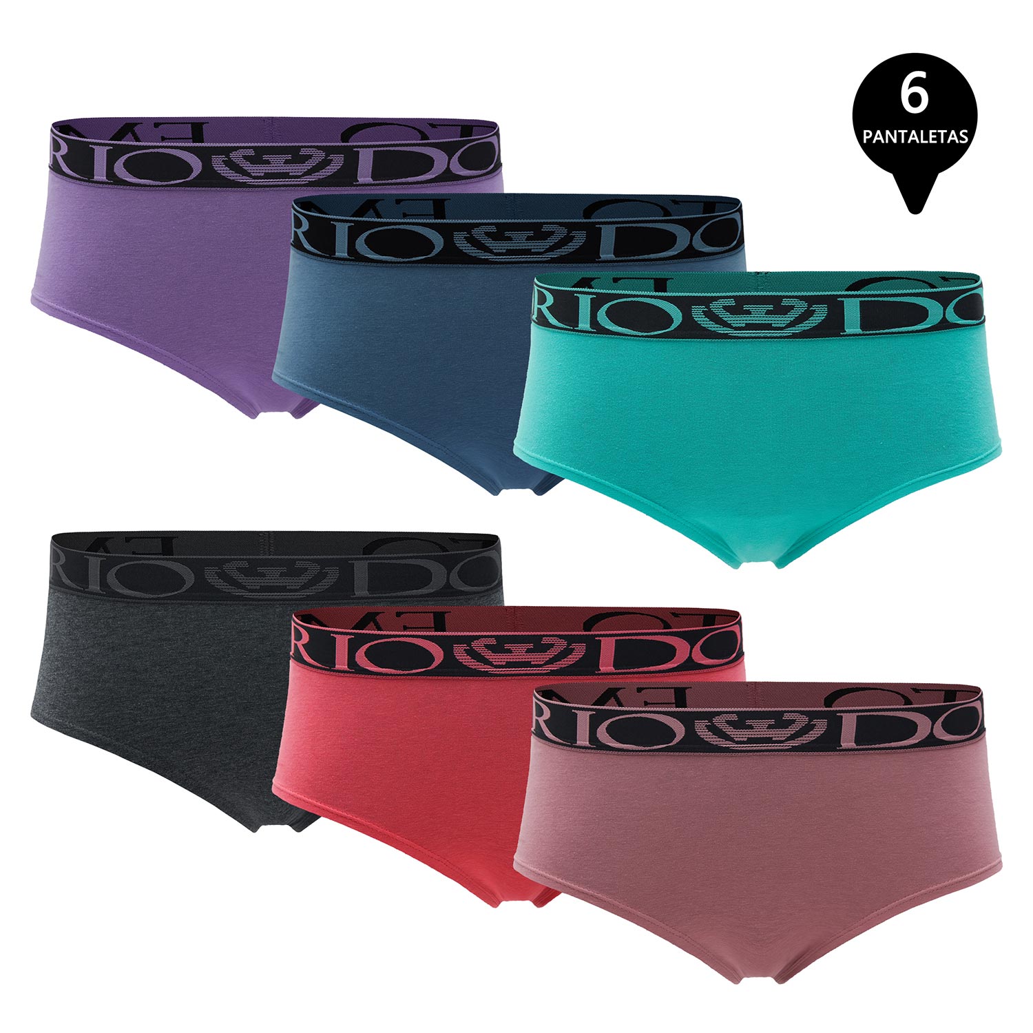 PACK DE 6 CALZONES BIKINI TIRO ALTO ALGODÓN MUJER - 1
