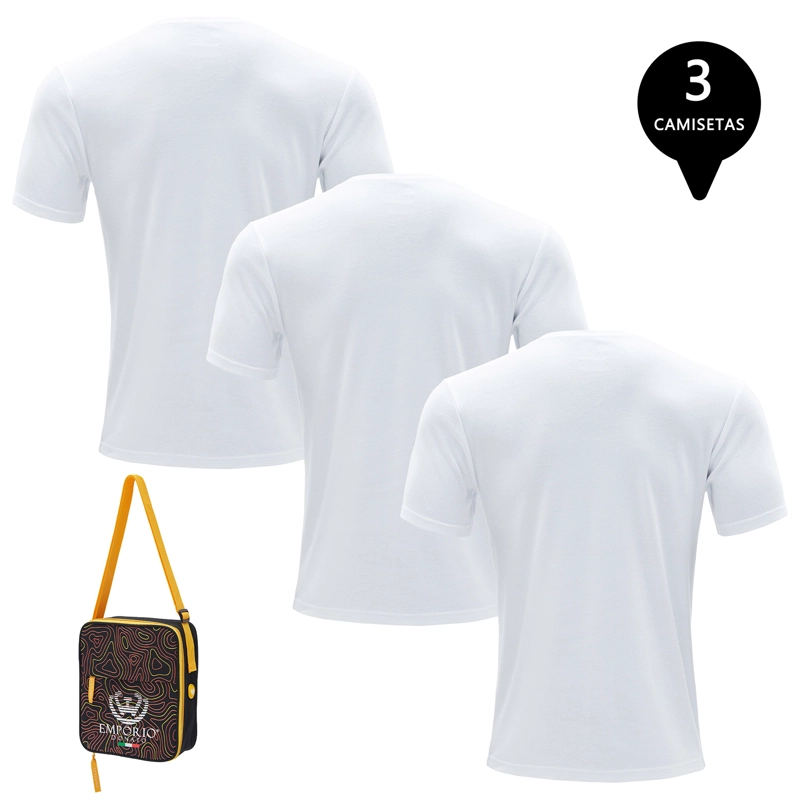 PACK DE 3 CAMISETAS MANGA CORTA ALGODÓN HOMBRE CON BOLSO DE REGALO - 2