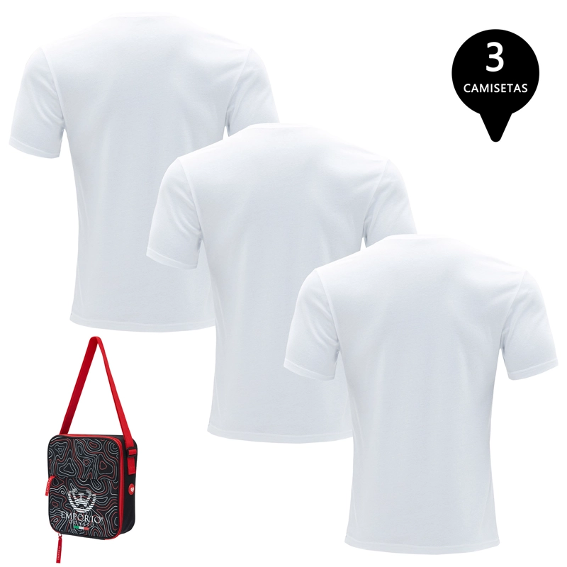 PACK DE 3 CAMISETAS MANGA CORTA ALGODÓN HOMBRE CON BOLSO DE REGALO - 2