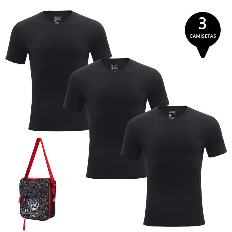 PACK DE 3 CAMISETAS MANGA CORTA ALGODÓN HOMBRE CON BOLSO DE REGALO - 1