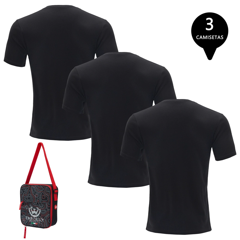 PACK DE 3 CAMISETAS MANGA CORTA ALGODÓN HOMBRE CON BOLSO DE REGALO - 2