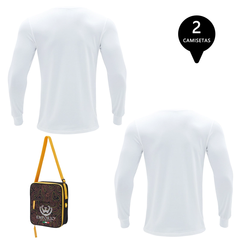 PACK DE 2 CAMISETAS MANGA LARGA ALGODÓN HOMBRE CON BOLSO DE REGALO - 2
