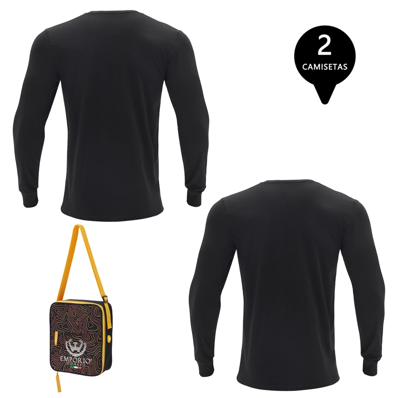 PACK DE 2 CAMISETAS MANGA LARGA ALGODÓN HOMBRE CON BOLSO DE REGALO - 2