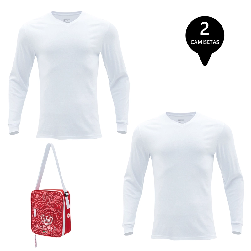 PACK DE 2 CAMISETAS MANGA LARGA ALGODÓN HOMBRE CON BOLSO DE REGALO - 1