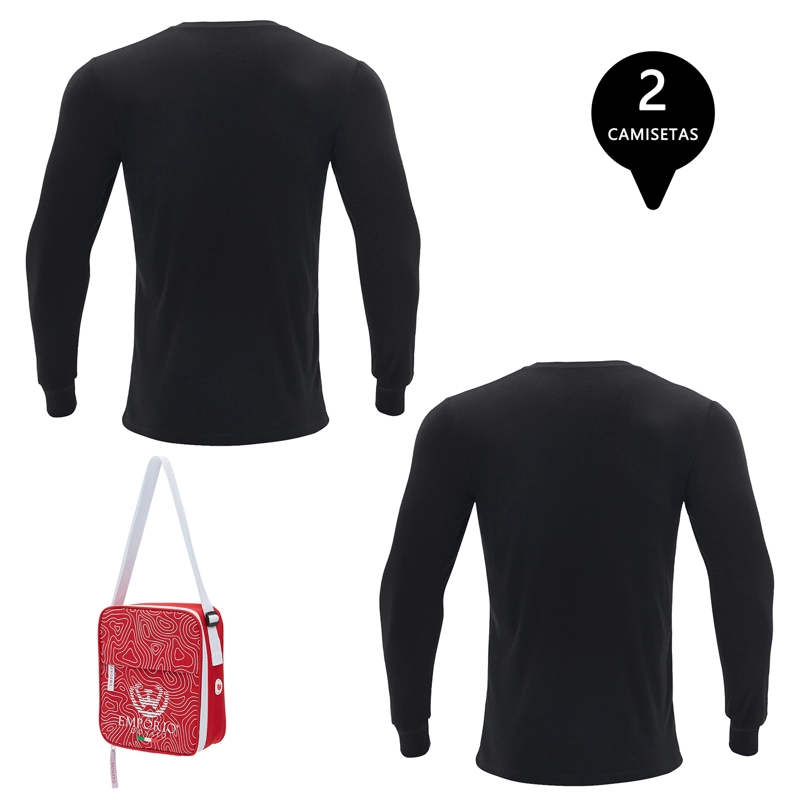 PACK DE 2 CAMISETAS MANGA LARGA ALGODÓN HOMBRE CON BOLSO DE REGALO - 2