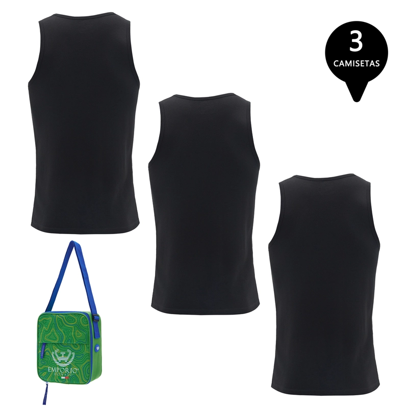PACK DE 3 CAMISETAS SIN MANGAS ALGODÓN HOMBRE CON BOLSO DE REGALO - 2