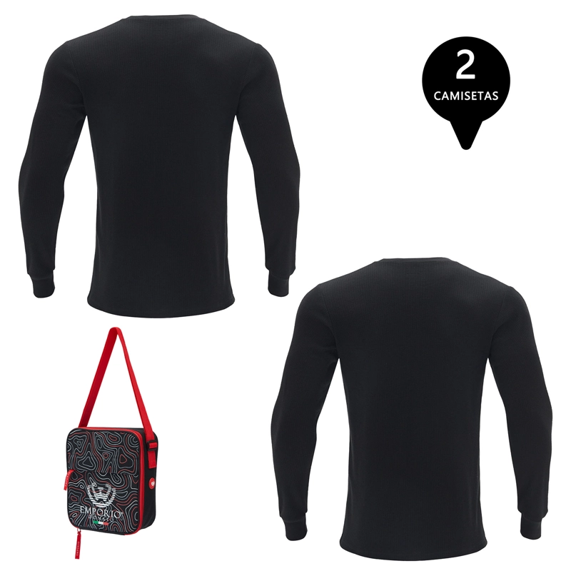 PACK 2 CAMISETAS MANGA LARGA ALGODÓN PANAL HOMBRE CON BOLSO DE REGALO - 2