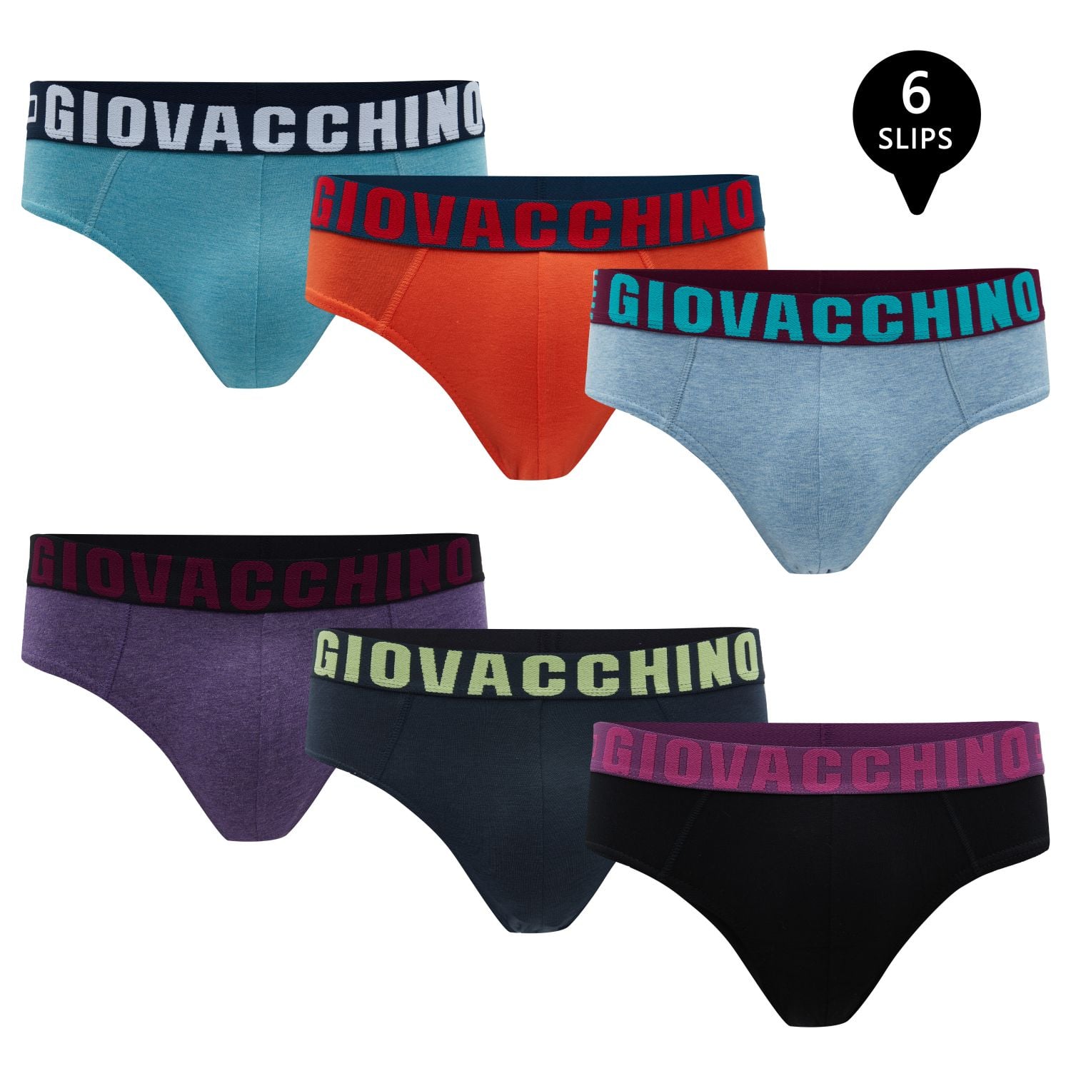 PACK X6 CALZONCILLOS HOMBRE GIOVACCHINO SLIP ALGODON - 1