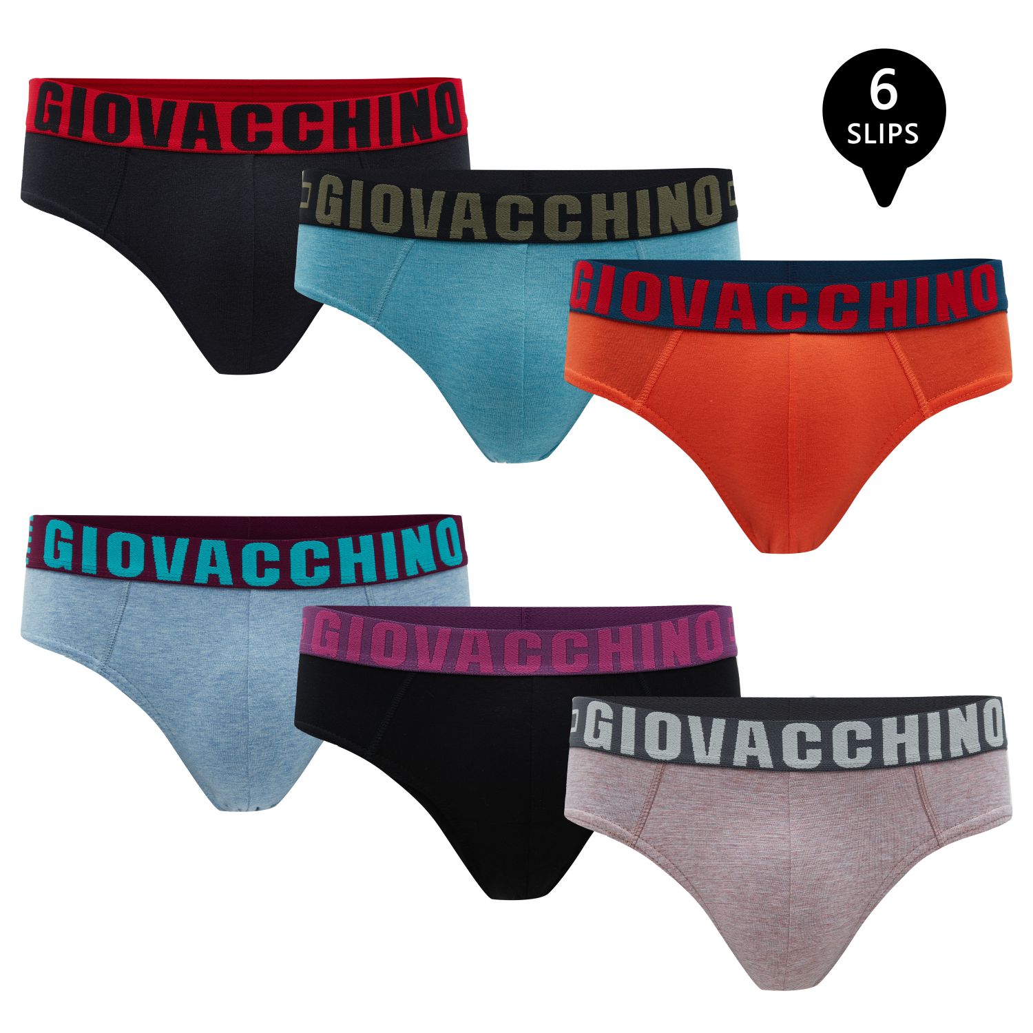 PACK X6 CALZONCILLOS HOMBRE GIOVACCHINO SLIP ALGODON - 1