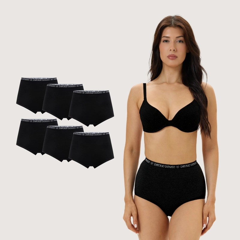 PACK DE 6 CALZONES TIRO ALTO ALGODON MUJER - 1