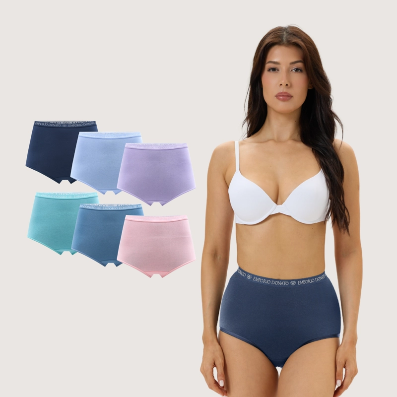 PACK DE 6 CALZONES TIRO ALTO ALGODON MUJER - 1