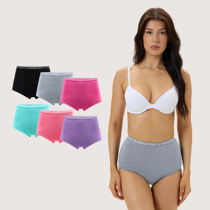 PACK DE 6 CALZONES TIRO ALTO ALGODON MUJER - 1
