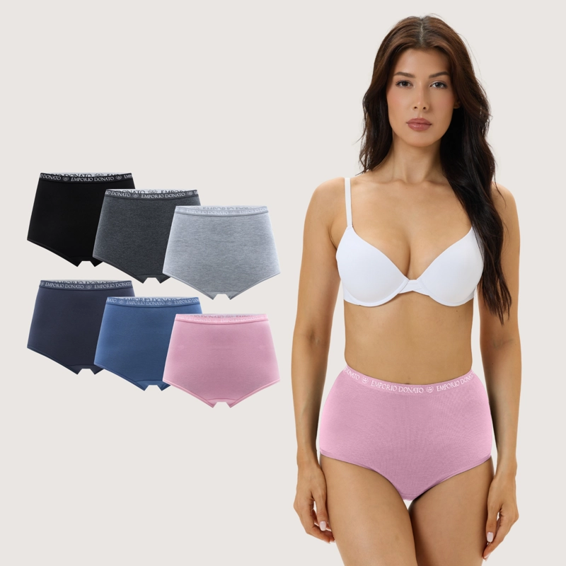 PACK DE 6 CALZONES TIRO ALTO ALGODON MUJER - 1