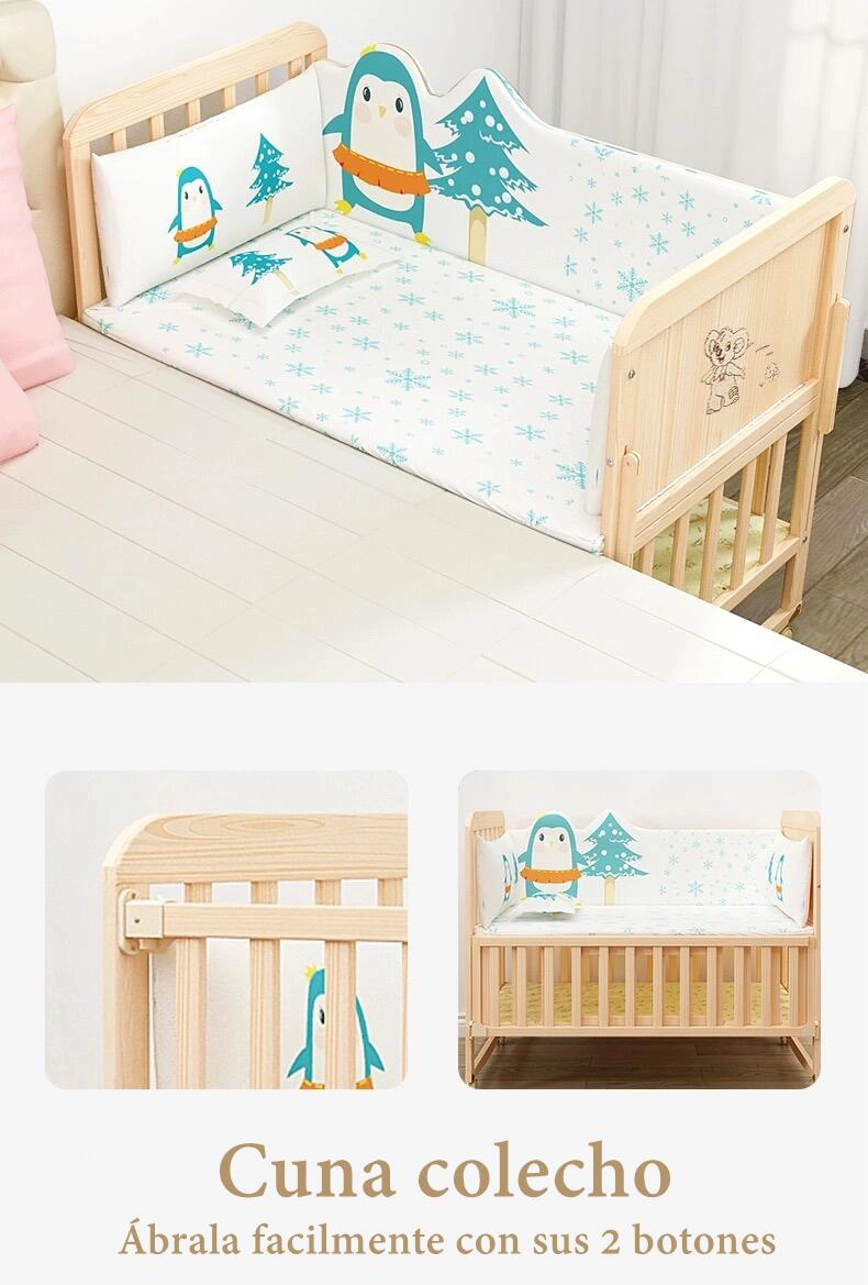 CUNA COLECHO MADERA PACK&PLAY LUBABYCAS CON MUDADOR - 3