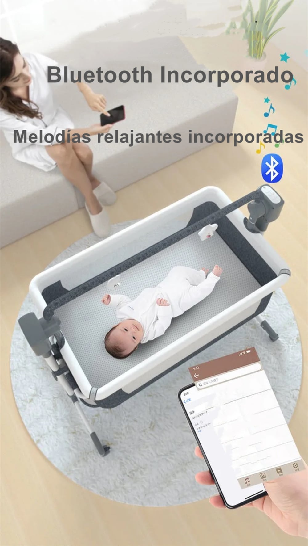 CUNA COLECHO LUBABYCAS ECLASS ACERO INOXIDABLE ROSADA MECEDORA ELÉCTRICA - 5