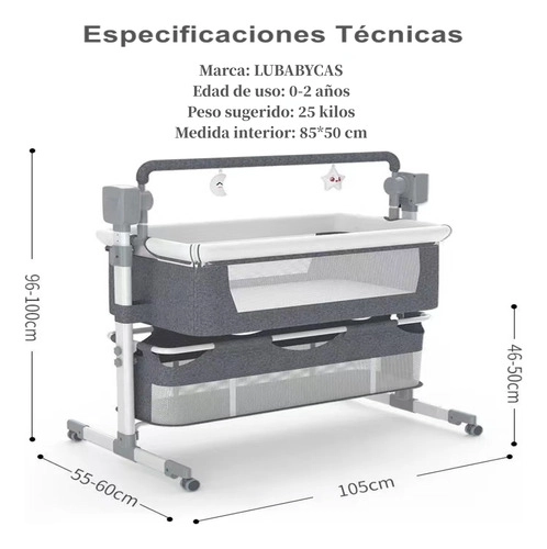 CUNA COLECHO LUBABYCAS ECLASS ACERO INOXIDABLE ROSADA MECEDORA ELÉCTRICA - 9