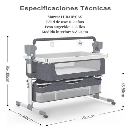 CUNA COLECHO LUBABYCAS ECLASS ACERO INOXIDABLE ROSADA MECEDORA ELÉCTRICA - 9