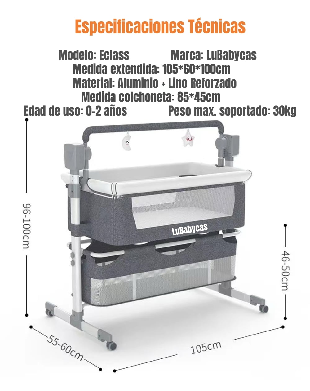 CUNA COLECHO LUBABYCAS ECLASS ACERO INOXIDABLE VERDE MECEDORA ELÉCTRICA - 8