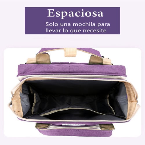 MOCHILA LUBABYCAS A02 MATERNAL 3 EN 1 CON CUNITA GRIS - 6