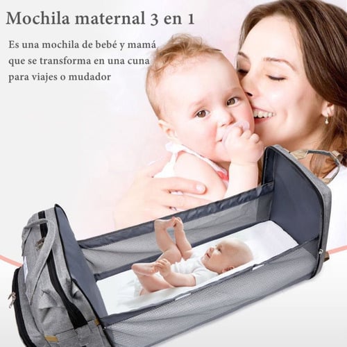 MOCHILA LUBABYCAS A02 MATERNAL 3 EN 1 CON CUNITA NEGRO - 2