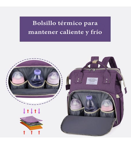 MOCHILA LUBABYCAS A02 MATERNAL 3 EN 1 CON CUNITA NEGRO - 4