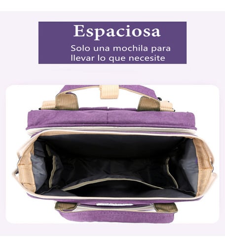 MOCHILA LUBABYCAS A02 MATERNAL 3 EN 1 CON CUNITA NEGRO - 6
