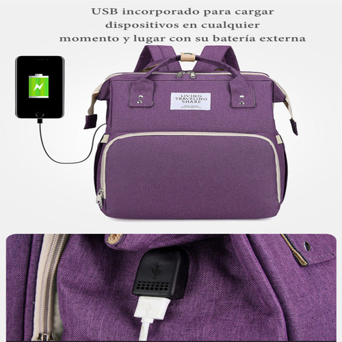 MOCHILA LUBABYCAS A02 MATERNAL 3 EN 1 CON CUNITA AZUL - 6