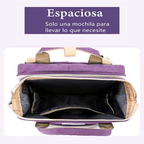 MOCHILA LUBABYCAS A02 MATERNAL 3 EN 1 CON CUNITA MORADO - 5