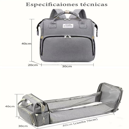 MOCHILA LUBABYCAS A02 MATERNAL 3 EN 1 CON CUNITA MORADO - 7