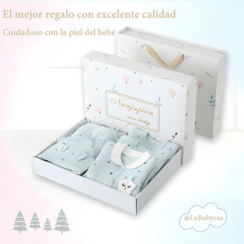 SET AJUAR ALGODON UNISEX LUBABYCAS CELESTE BEBE ROPA 24 PIEZAS - 2