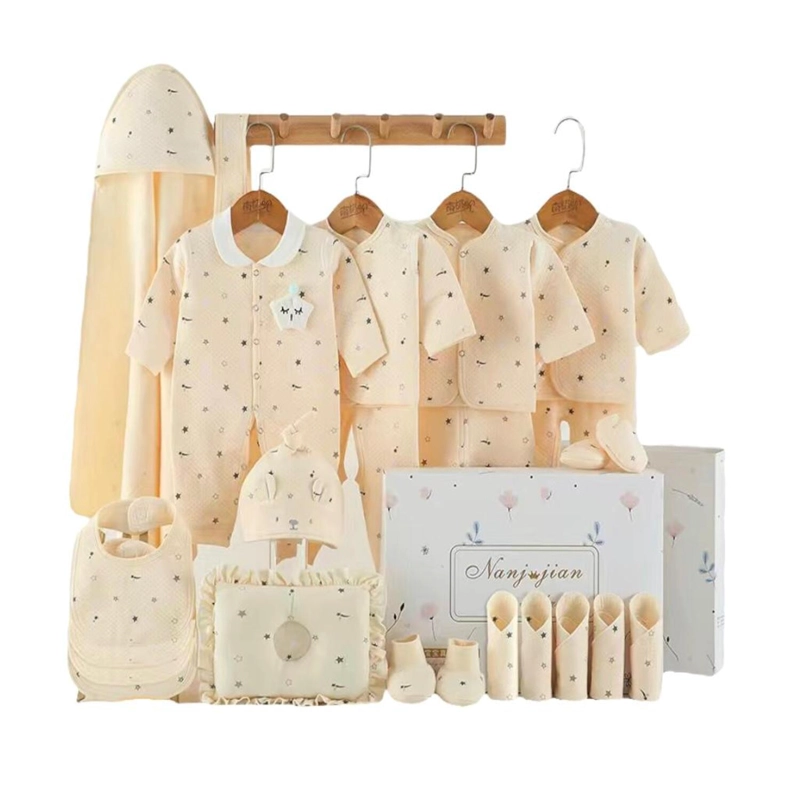 SET AJUAR ALGODON UNISEX LUBABYCAS AMARILLO BEBE ROPA 24 PIEZAS - 1