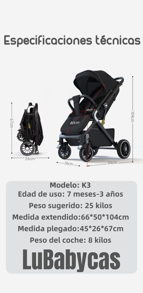 COCHE PASEO LUBABYCAS REVERSIBLE PREMIUM GRIS - 8