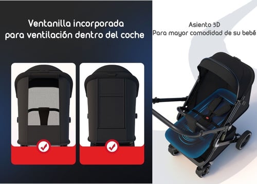 COCHE PASEO LUBABYCAS REVERSIBLE PREMIUM GRIS - 9