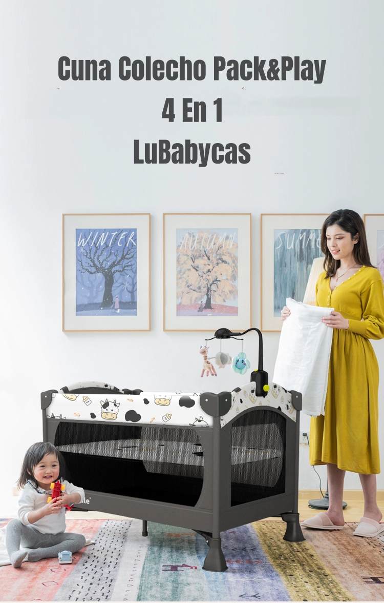 CUNA COLECHO LUBABYCAS VRICALE ACERO INOXIDABLE BLANCO CORRAL MECEDORA 4 EN 1 - 3