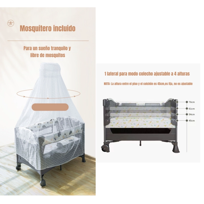 CUNA COLECHO LUBABYCAS VRICALE ACERO INOXIDABLE AZUL CORRAL MECEDORA 4 EN 1 - 5