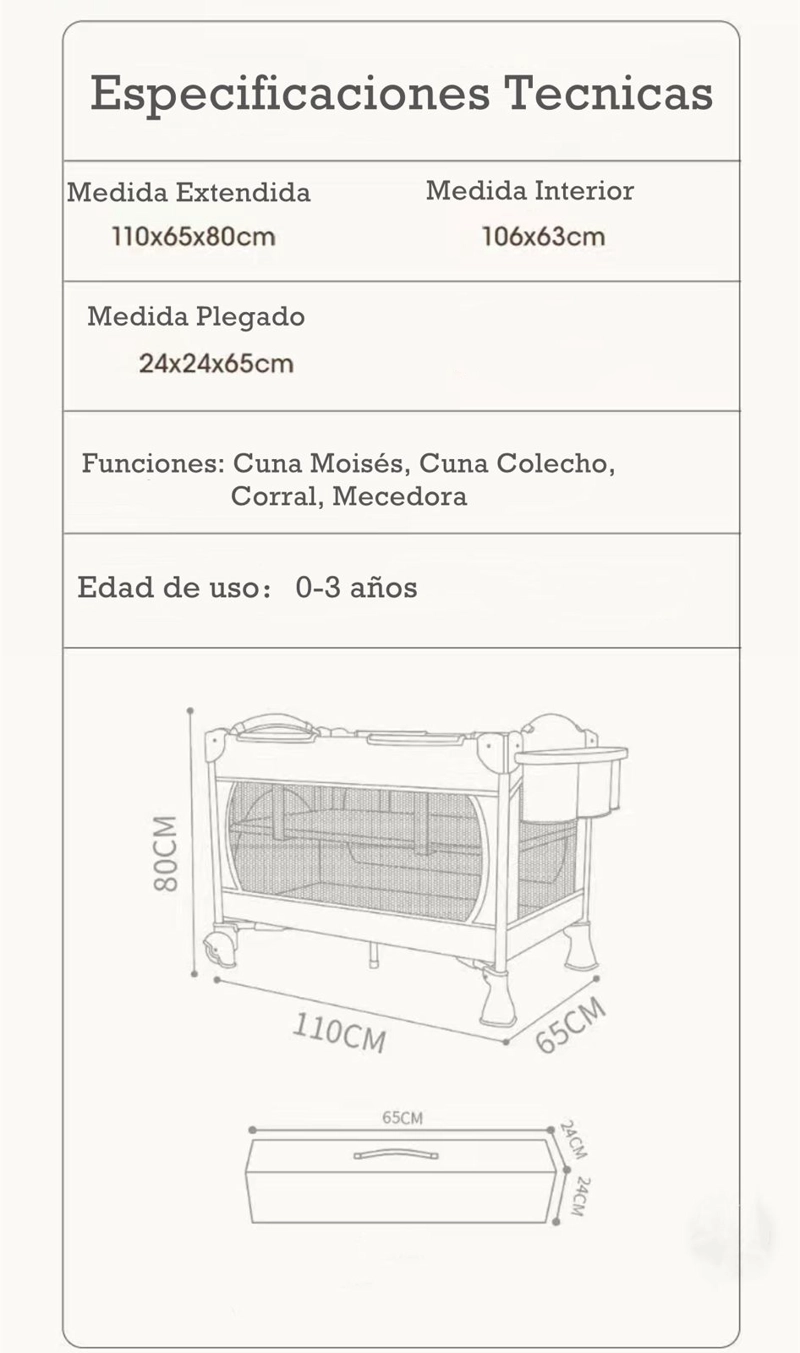 CUNA COLECHO LUBABYCAS VRICALE ACERO INOXIDABLE AZUL CORRAL MECEDORA 4 EN 1 - 8