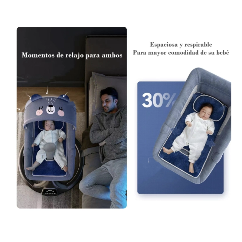 MECEDORA LUBABYCAS ELÉCTRICA RECLINABLE BLUETOOTH UNIVERSO AZUL - 3
