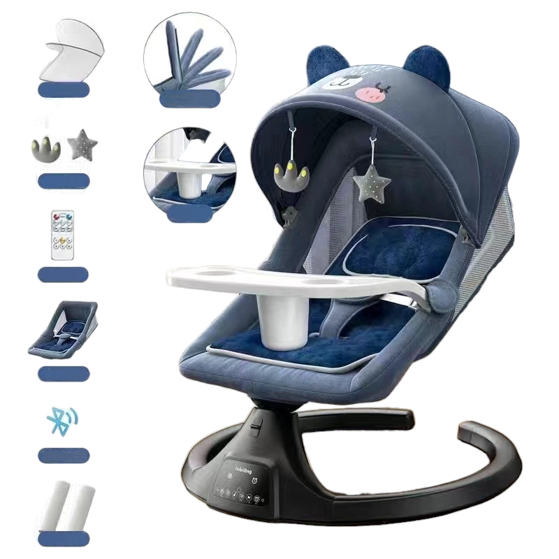 MECEDORA LUBABYCAS ELÉCTRICA RECLINABLE BLUETOOTH OSITO AZUL - 1