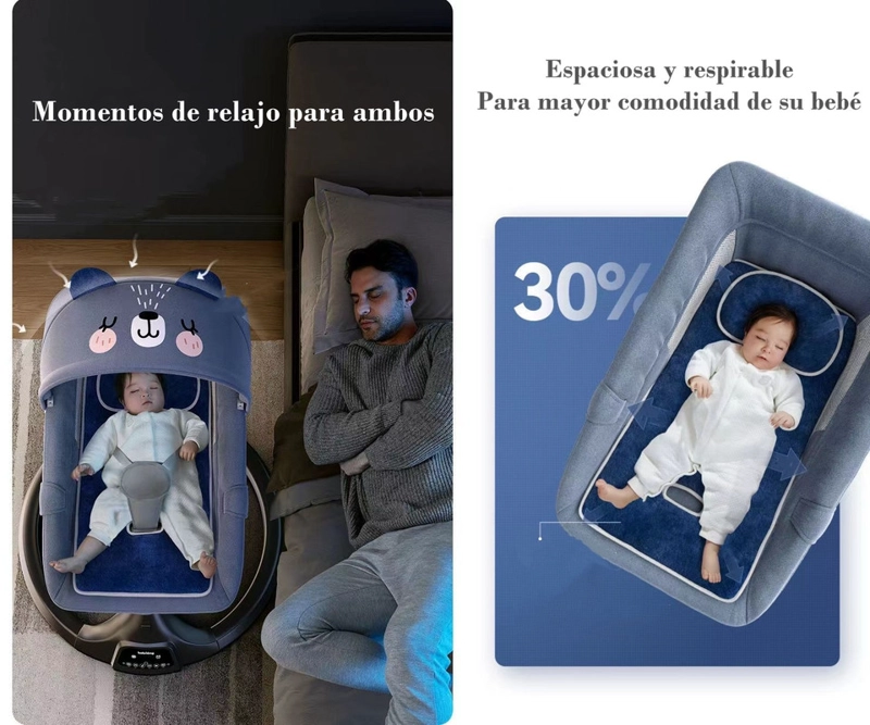 MECEDORA LUBABYCAS ELÉCTRICA RECLINABLE BLUETOOTH OSITO AZUL - 3