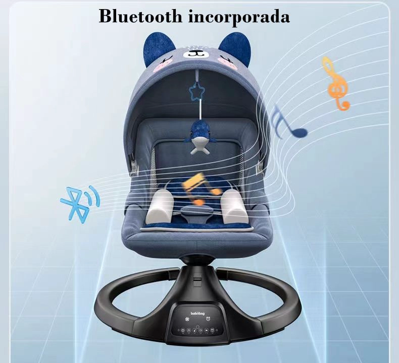 MECEDORA LUBABYCAS ELÉCTRICA RECLINABLE BLUETOOTH OSITO AZUL - 7