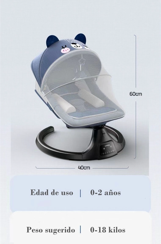 MECEDORA LUBABYCAS ELÉCTRICA RECLINABLE BLUETOOTH OSITO AZUL - 8