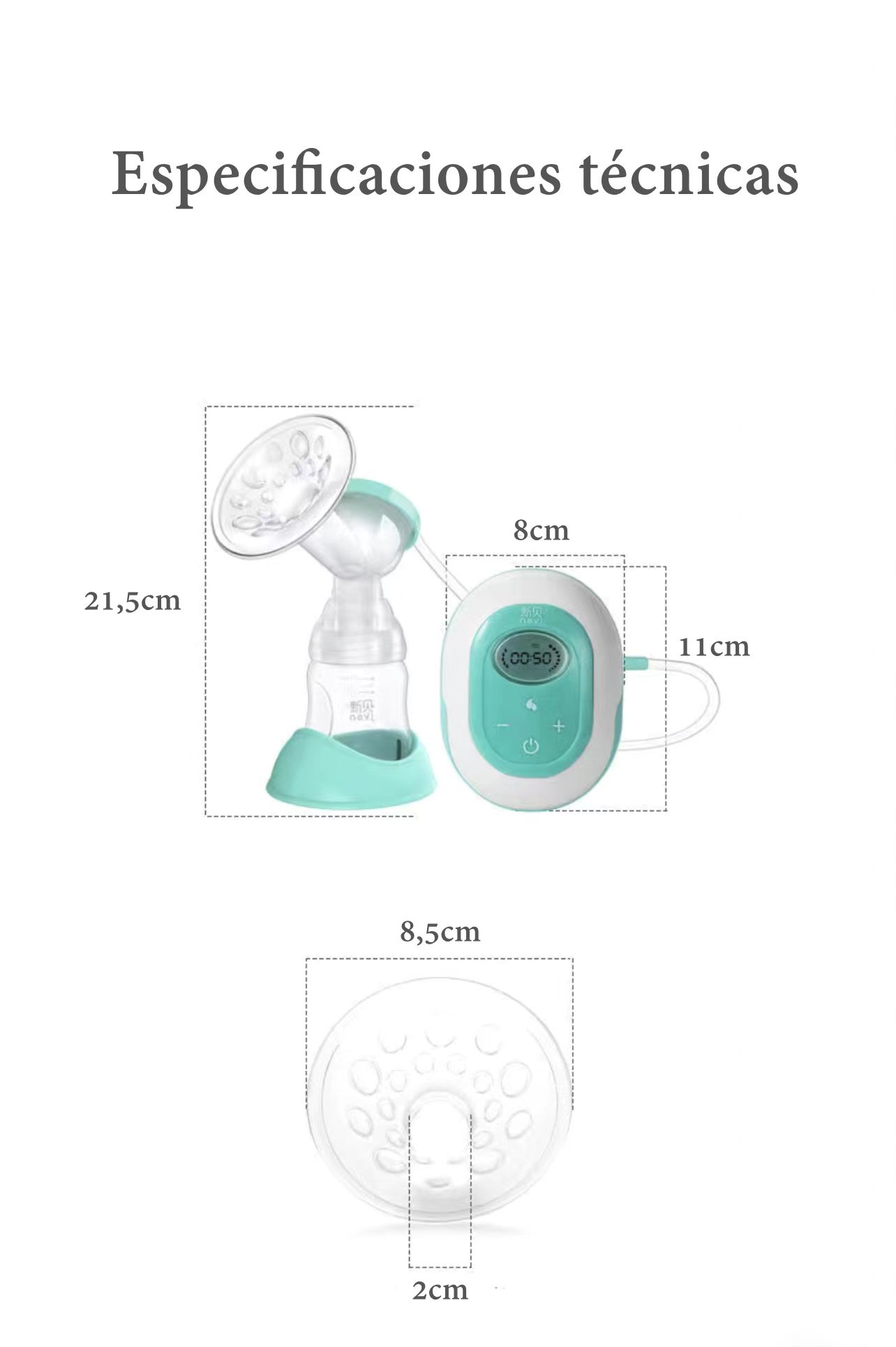 EXTRACTOR DE LECHE LUBABYCAS VERDE ELÉCTRICO 9 NIVELES INALAMBRICO - 8