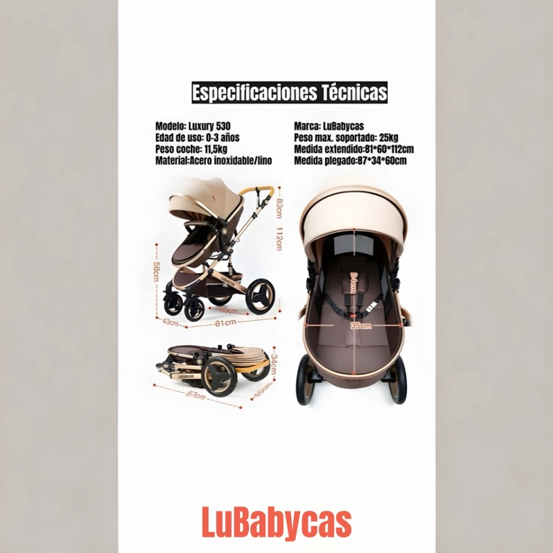 COCHE CUNA LUBABYCAS MOISÉS CON ACCESORIOS CAFÉ - 3